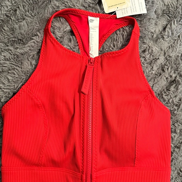 Fabletics Red Zip-Front Swim Top - Picture 3 of 6